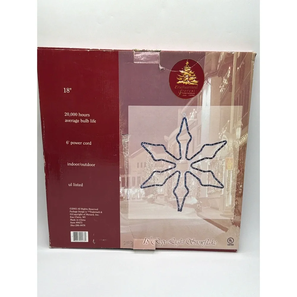 Enchanted Forest Christmas 18 Inch Rope Light Snowflake Indoor Outdoor 9473 2003